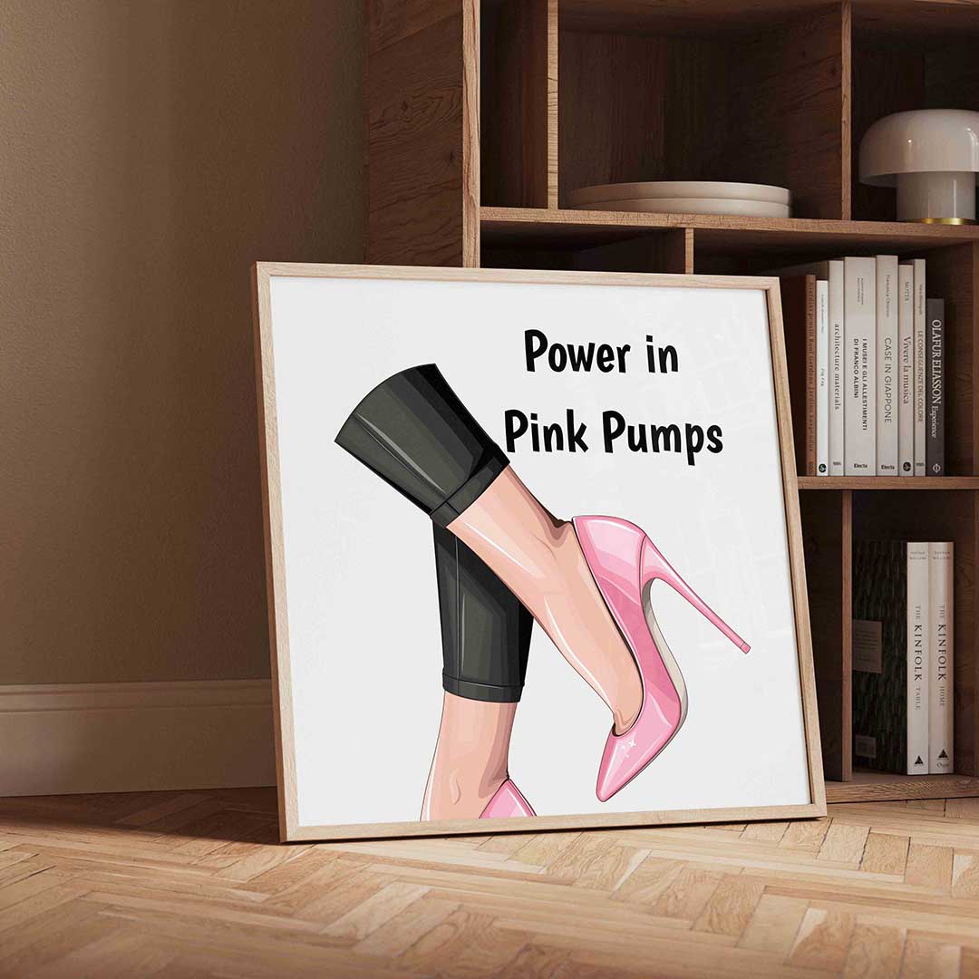 Roze pumps en zwarte broek Poster