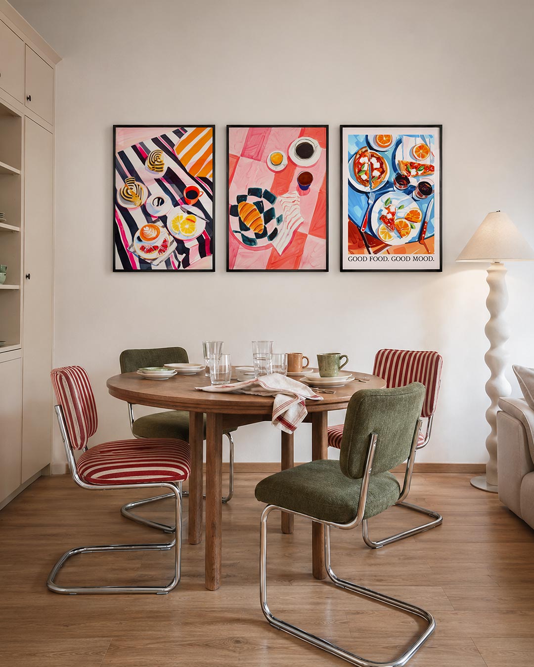 Kleurrijke ontbijtscène Posterset