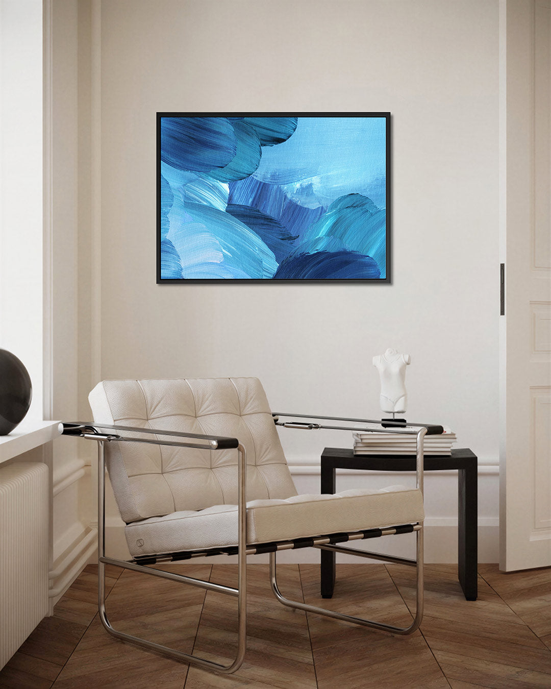 Dynamische blauwe beweging Kunstwerk