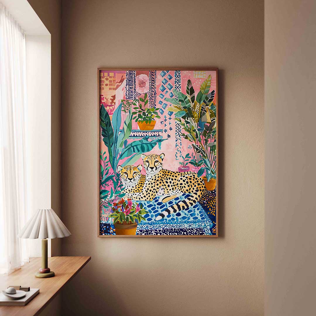 Luipaarden en planten Poster