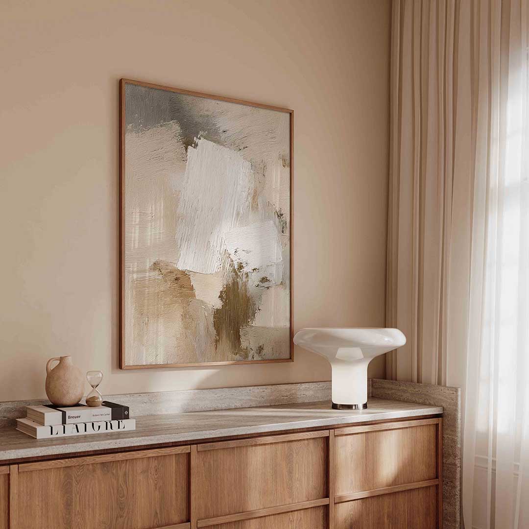 Abstracte beige en witte Poster