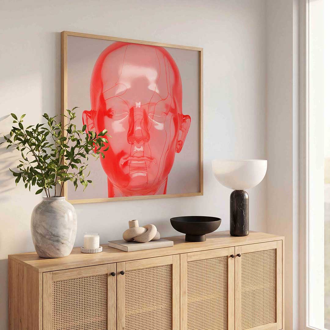 Transparant rood hoofd Poster