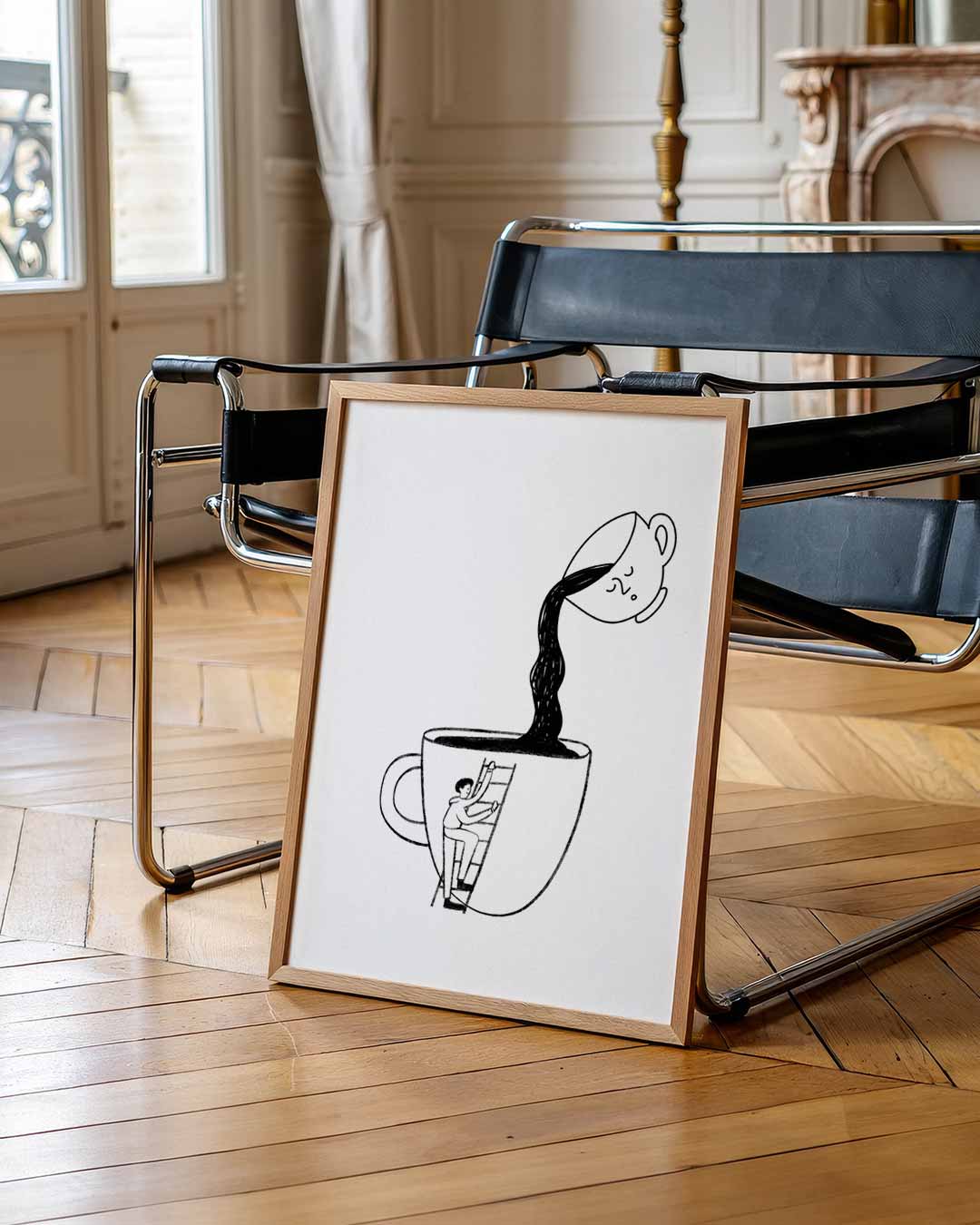 Koffie Avontuur Illustratie Poster-WallArtistic