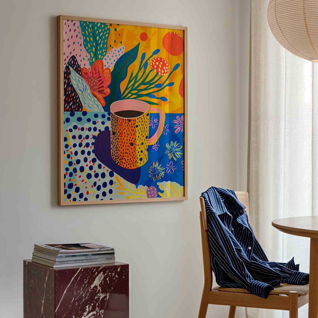 Bloemen en mok Poster