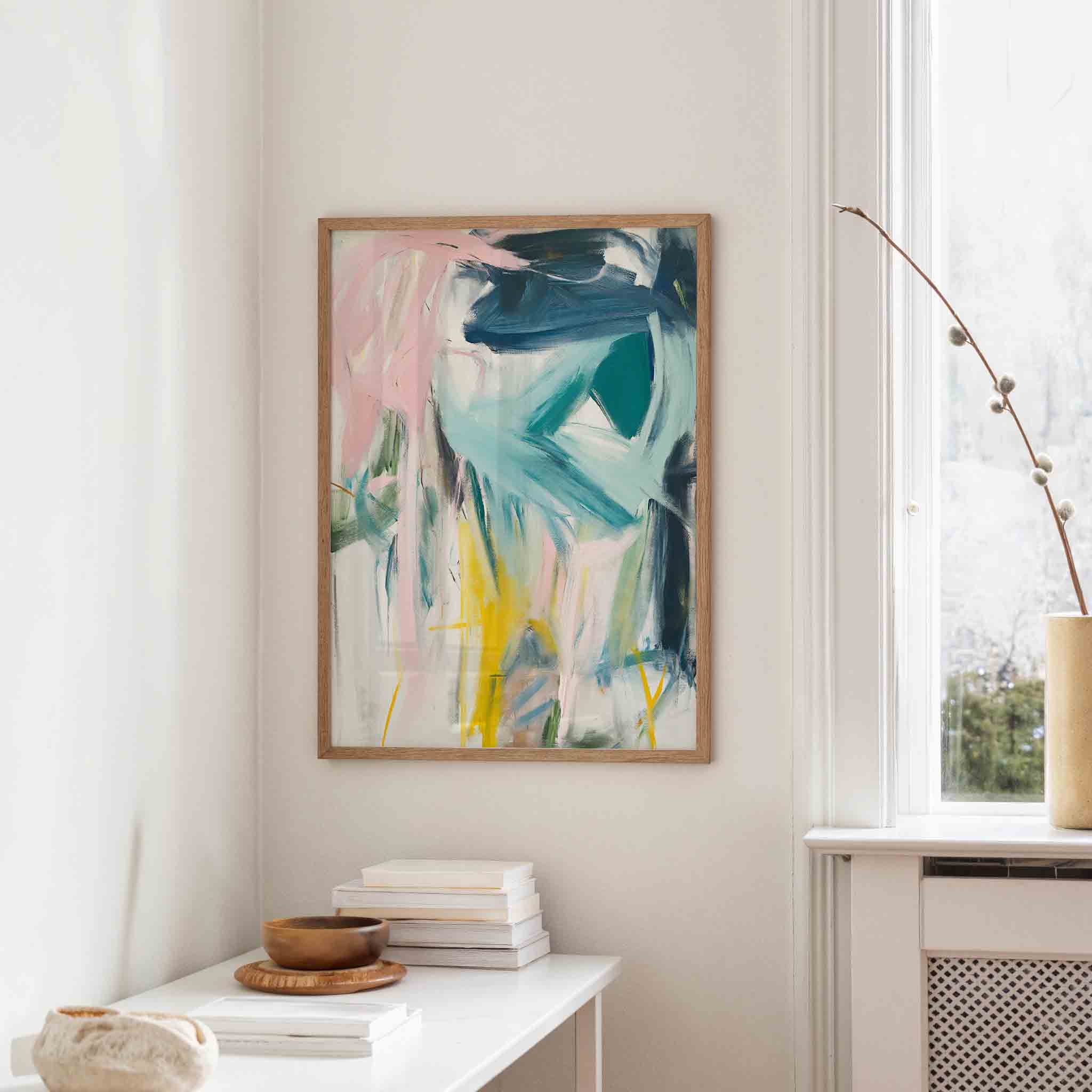 Abstracte penseelstreken Poster