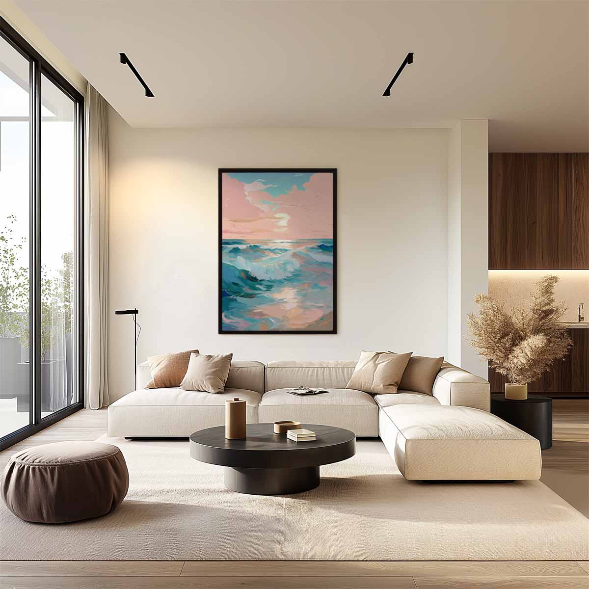 Zomers Golvenspel bij Zonsondergang Kunstwerk-canvas-dibond-plexiglas-wanddecoratie-WallArtistic