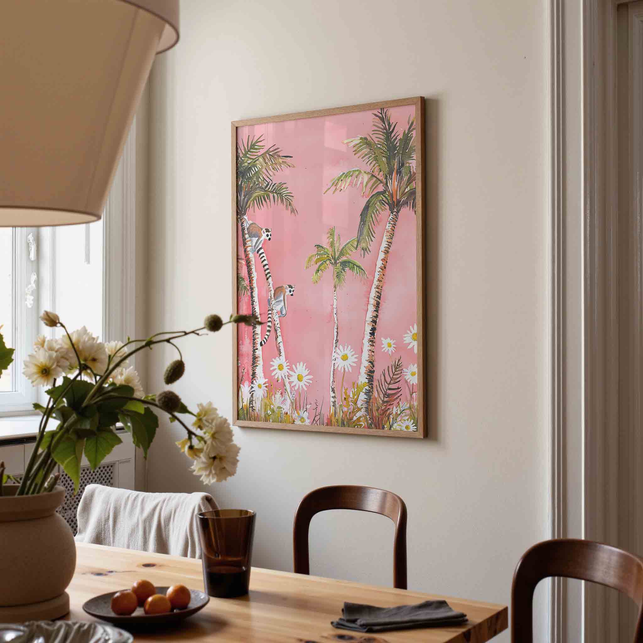 Lemuren en palmbomen Poster