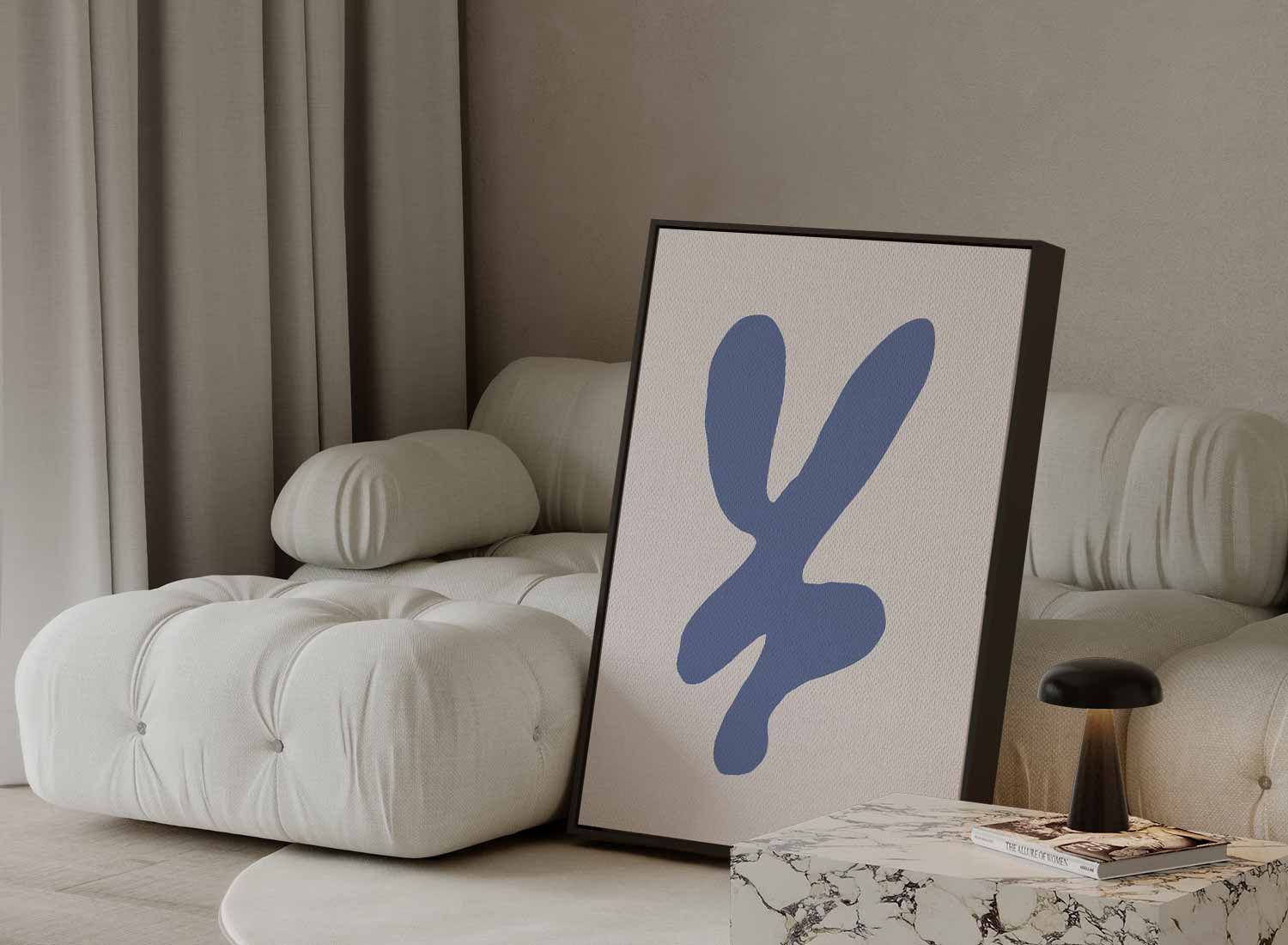 Abstracte Blauwe Vormen Kunstwerk-canvas-dibond-plexiglas-wanddecoratie-WallArtistic