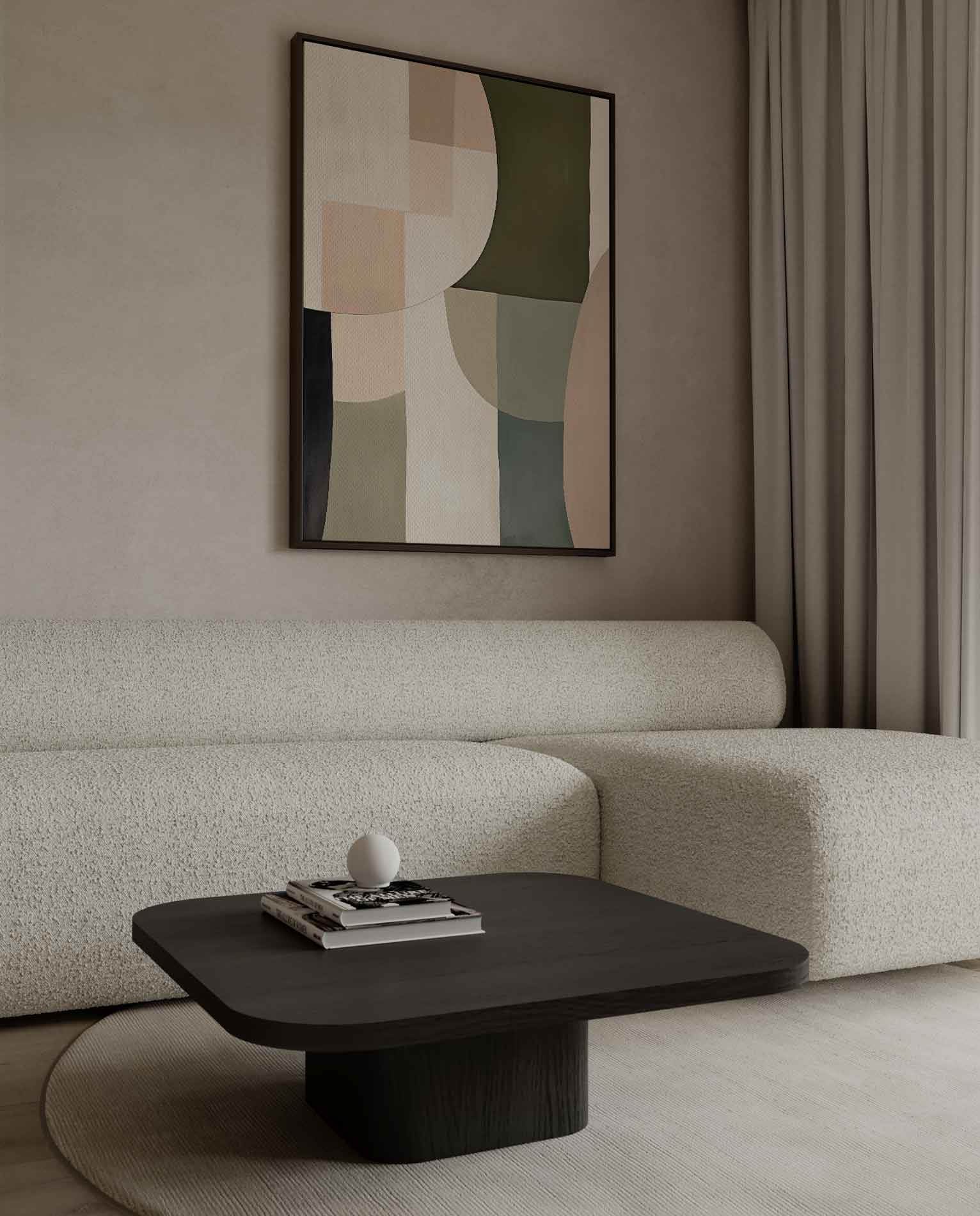 Harmonische Abstractie in Aardetinten Kunstwerk-canvas-dibond-plexiglas-wanddecoratie-WallArtistic