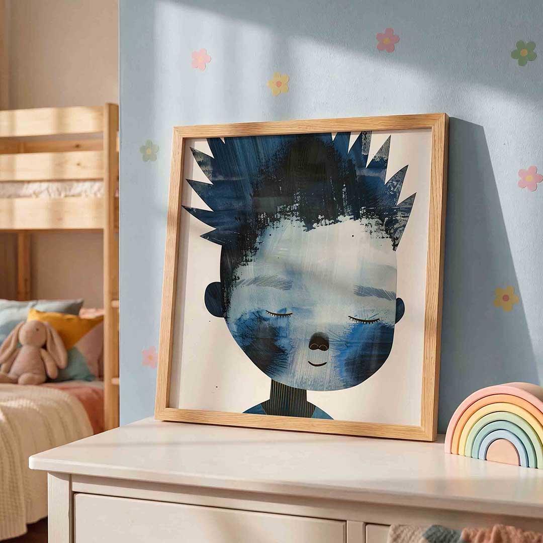 Blauw gezicht Poster