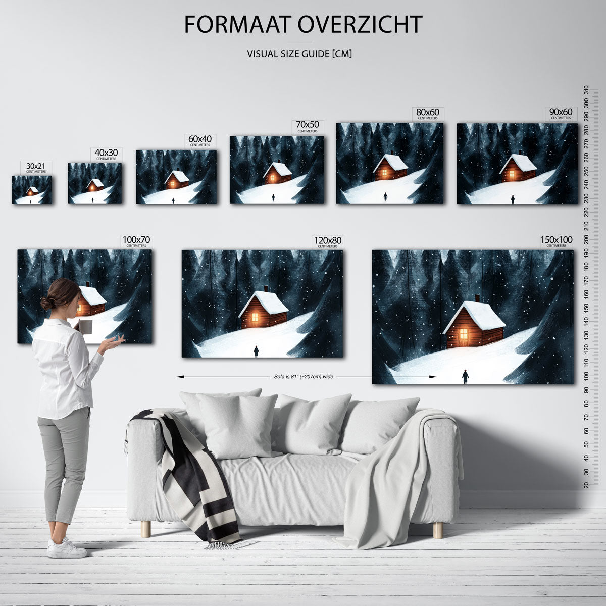 Winterlandschap met huisje Poster