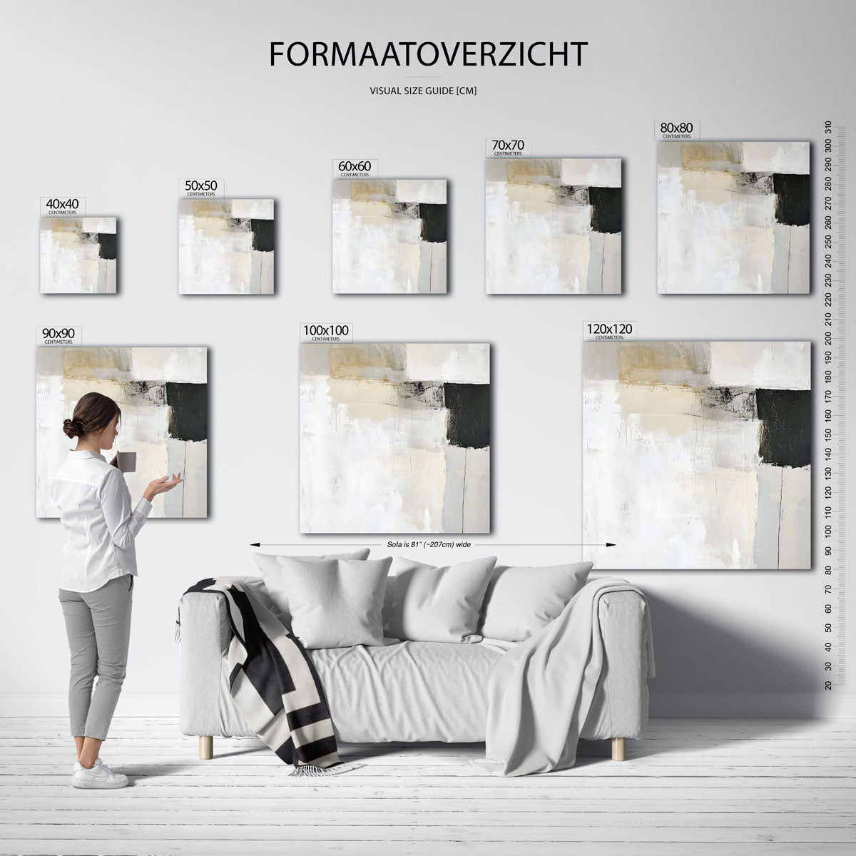 Abstracte beige en zwarte Poster
