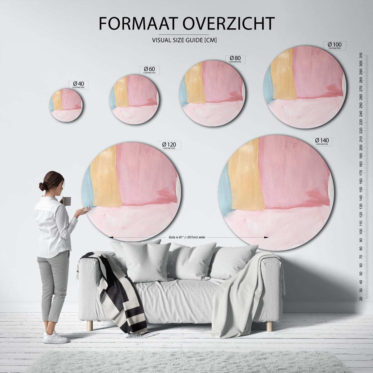 Abstracte pastelkleuren Muurcirkel
