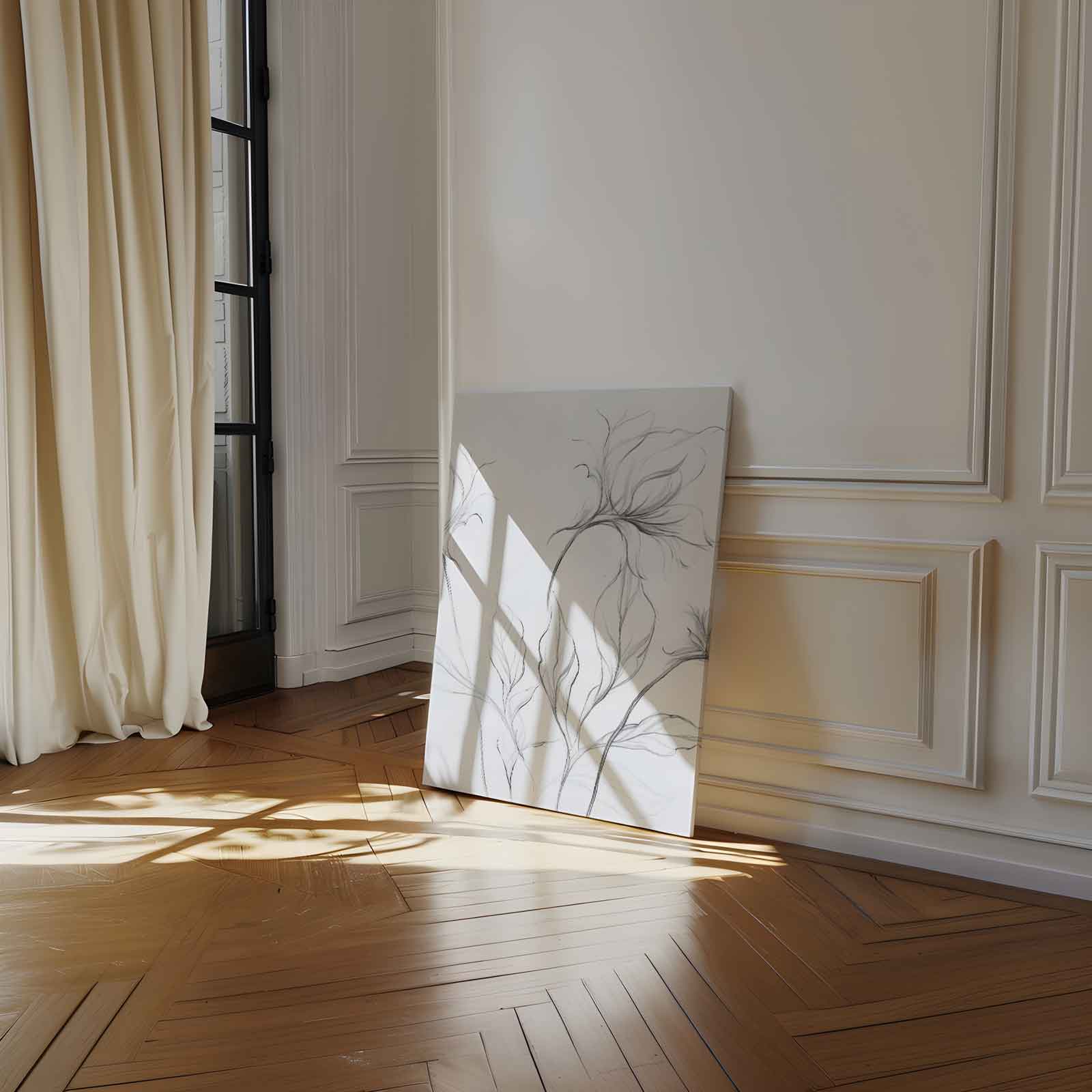 Elegante Bloemschets Kunstwerk-canvas-dibond-plexiglas-wanddecoratie-WallArtistic
