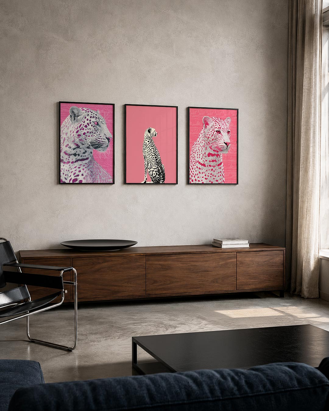 Roze luipaard portret Posterset