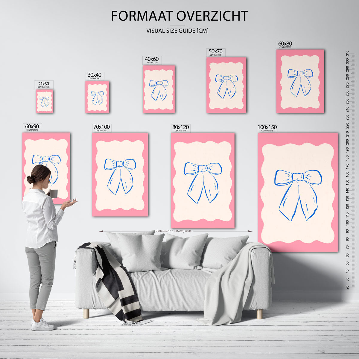 Strik op roze achtergrond Poster