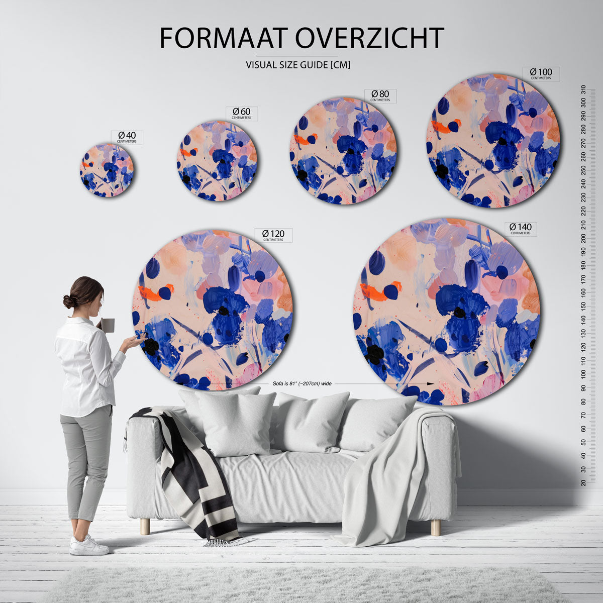 Abstracte bloemen Muurcirkel