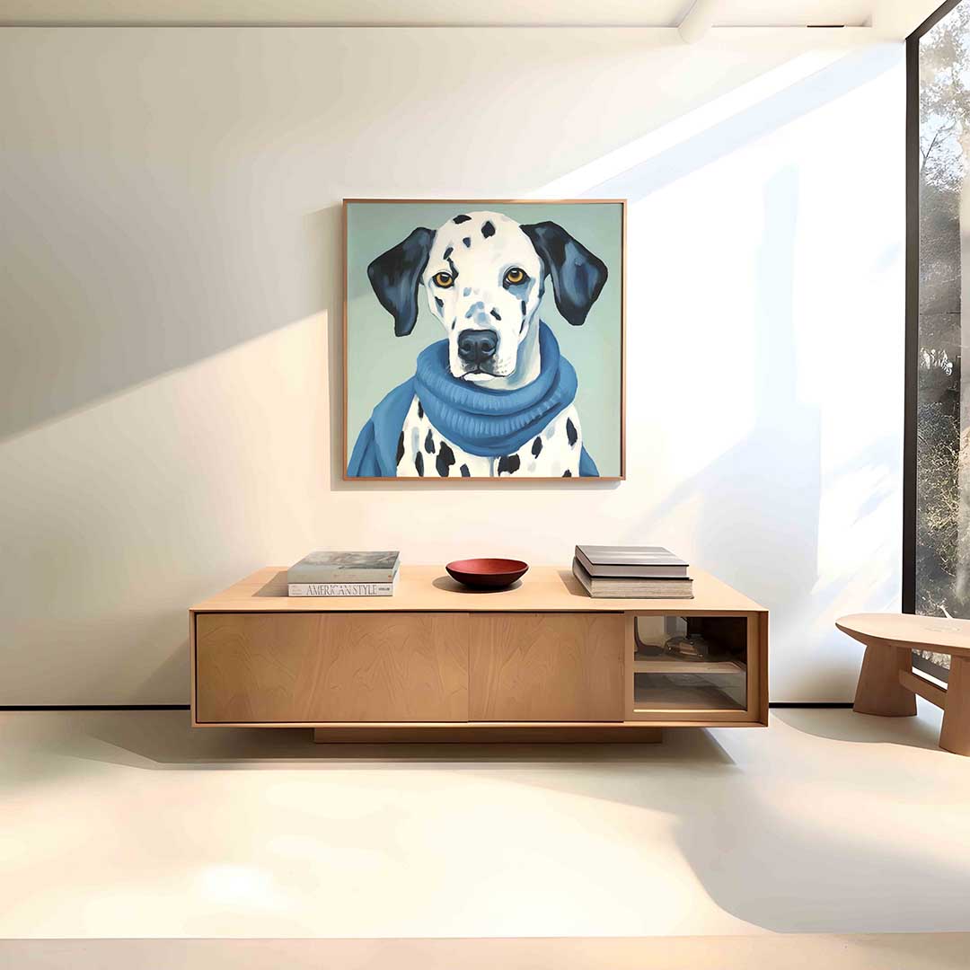 Dalmatier met blauwe trui Poster