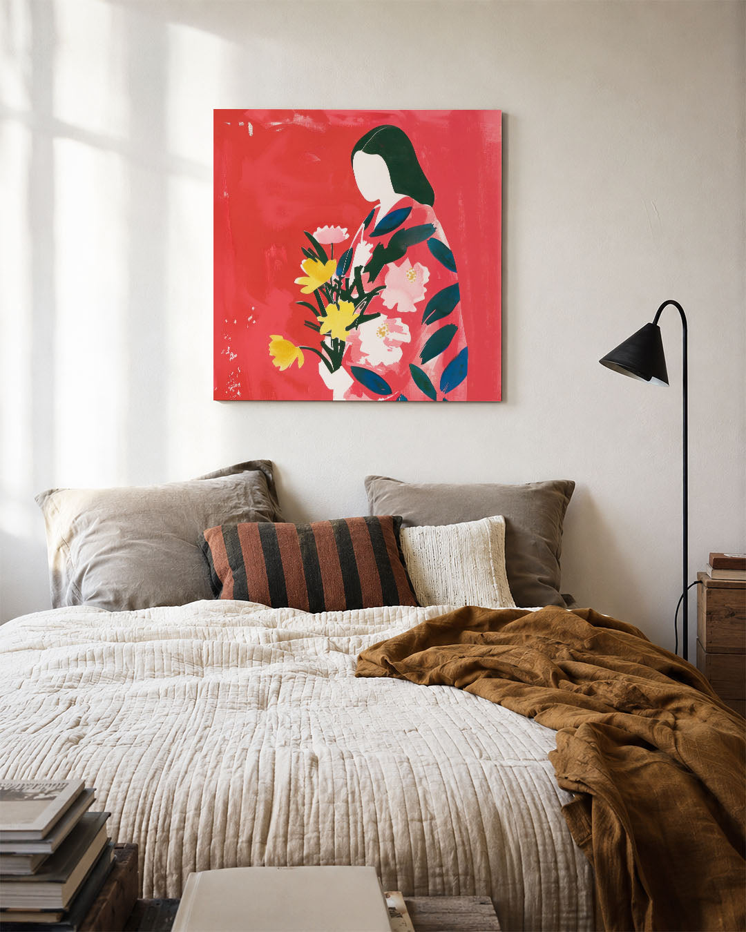 Vrouw met bloemen Kunstwerk