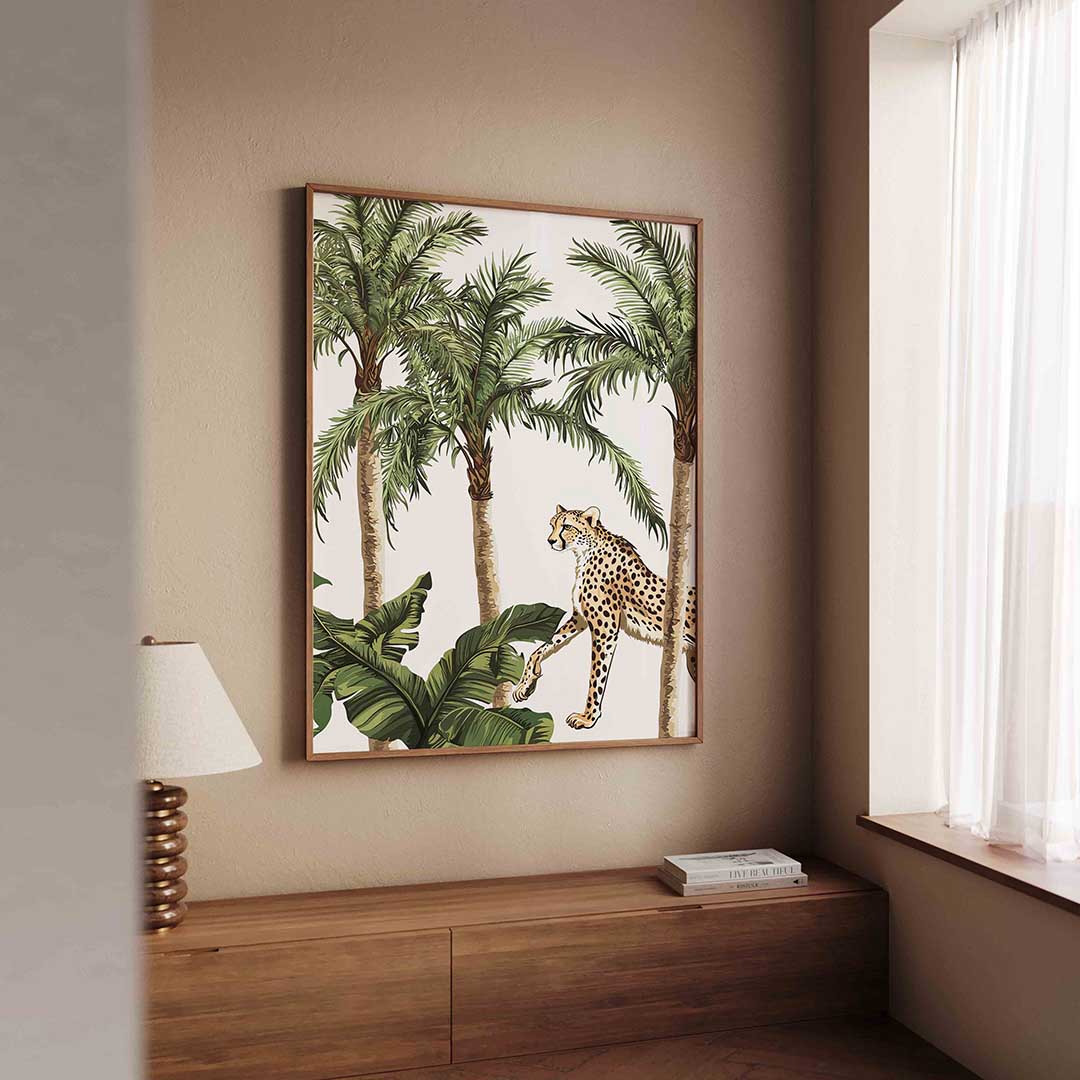 Luipaard en palmbomen Poster
