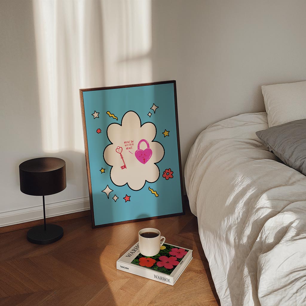 Vrolijke Sleutel en Slot Liefdesposter-WallArtistic