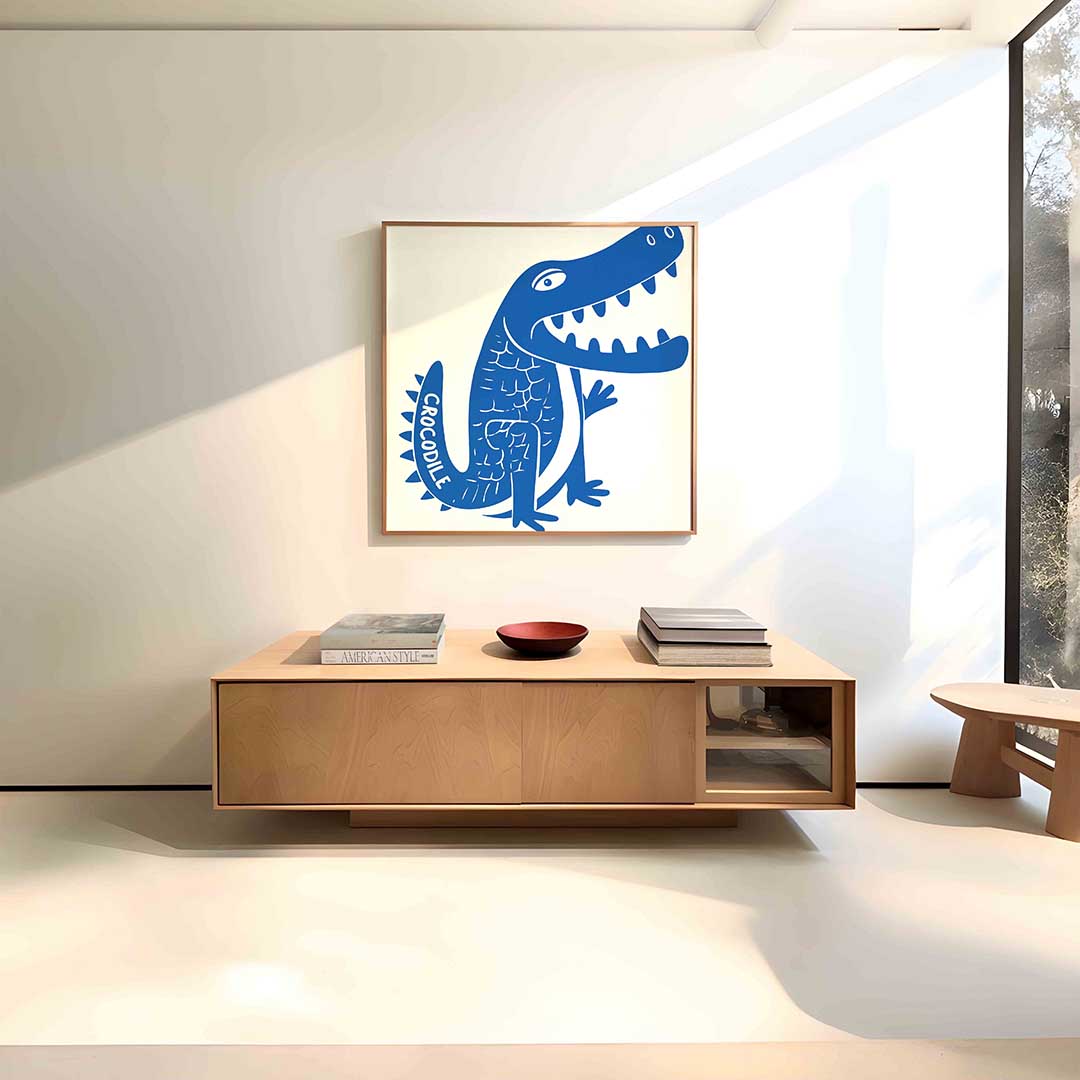 Blauwe krokodil Poster