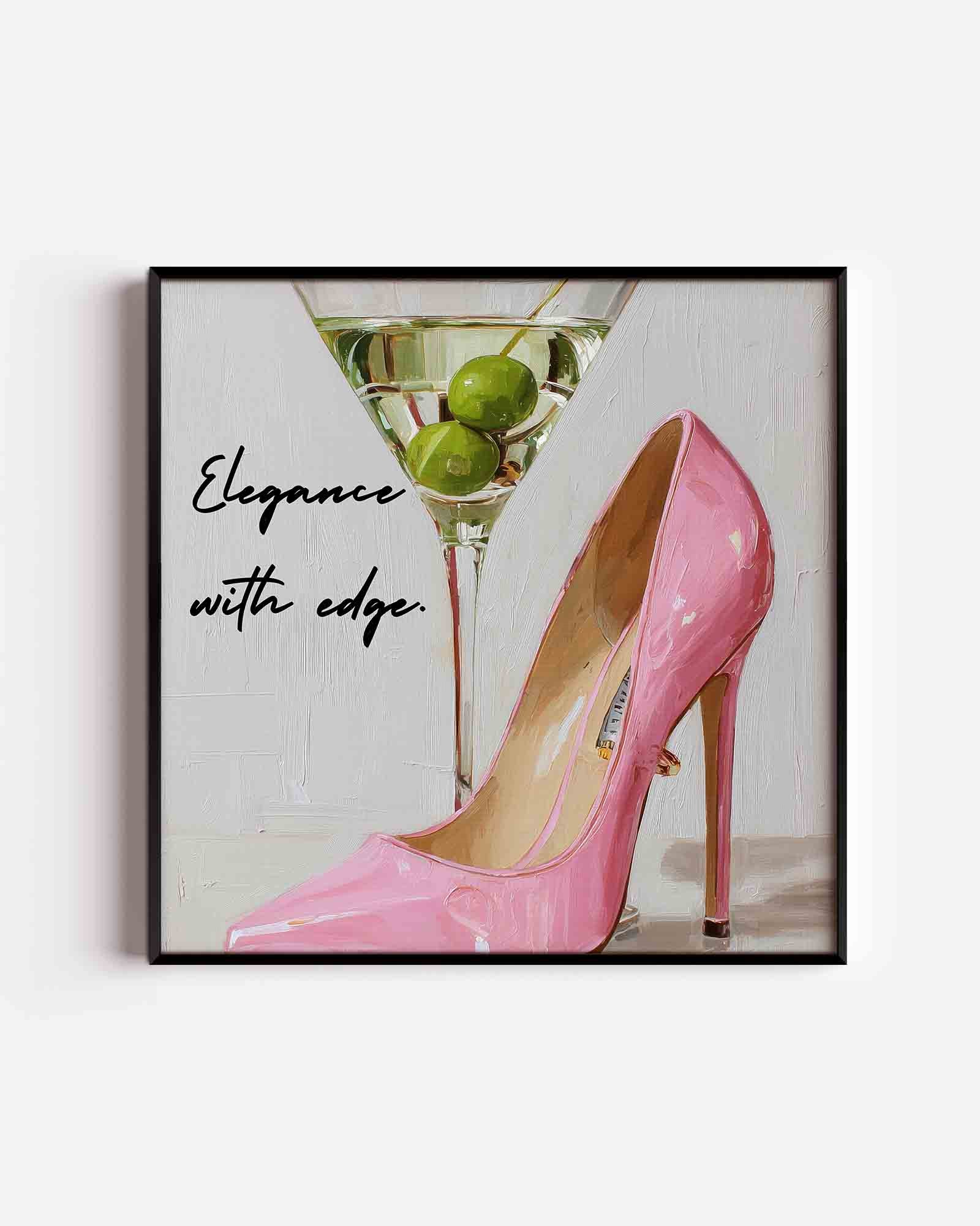 Martiniglas en roze pump Poster