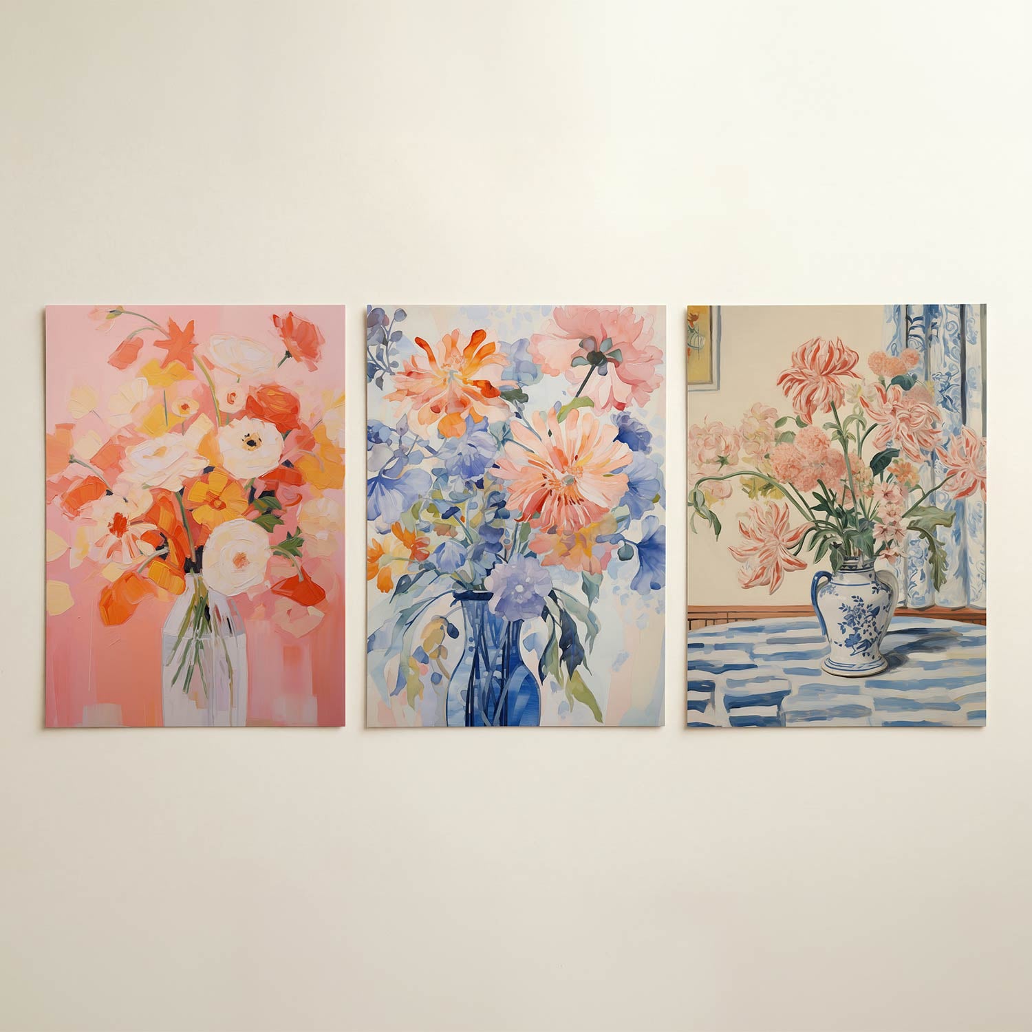 Bloemrijke kleurvlakken Posterset