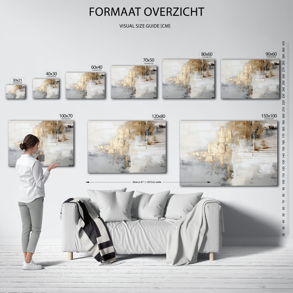Abstracte beige en grijze Poster