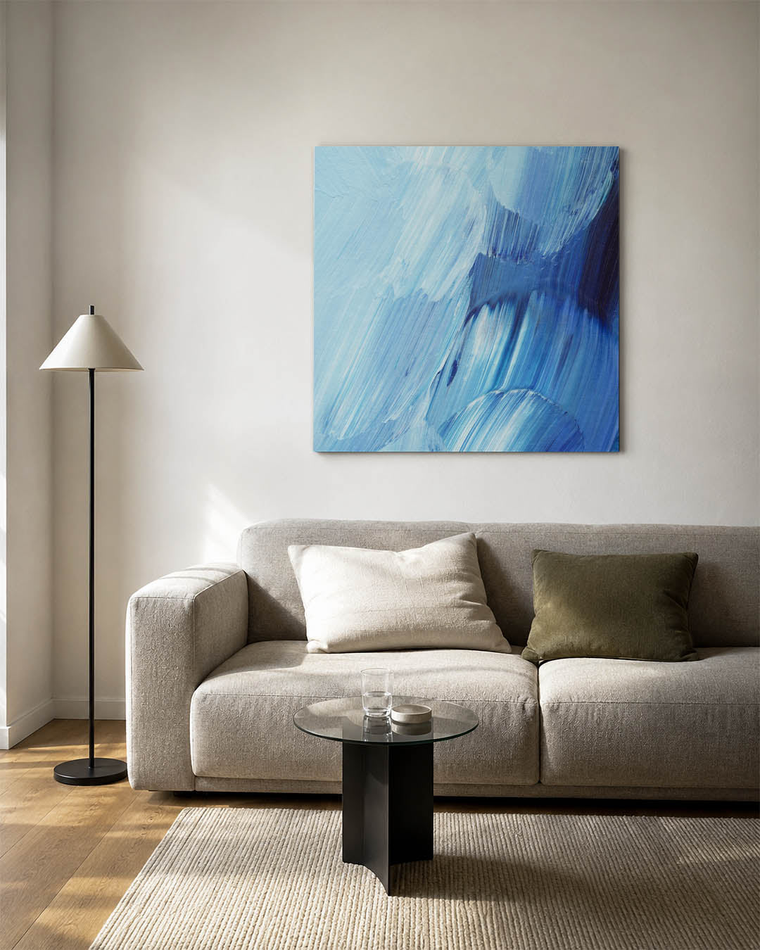 Dynamische blauwe beweging Kunstwerk
