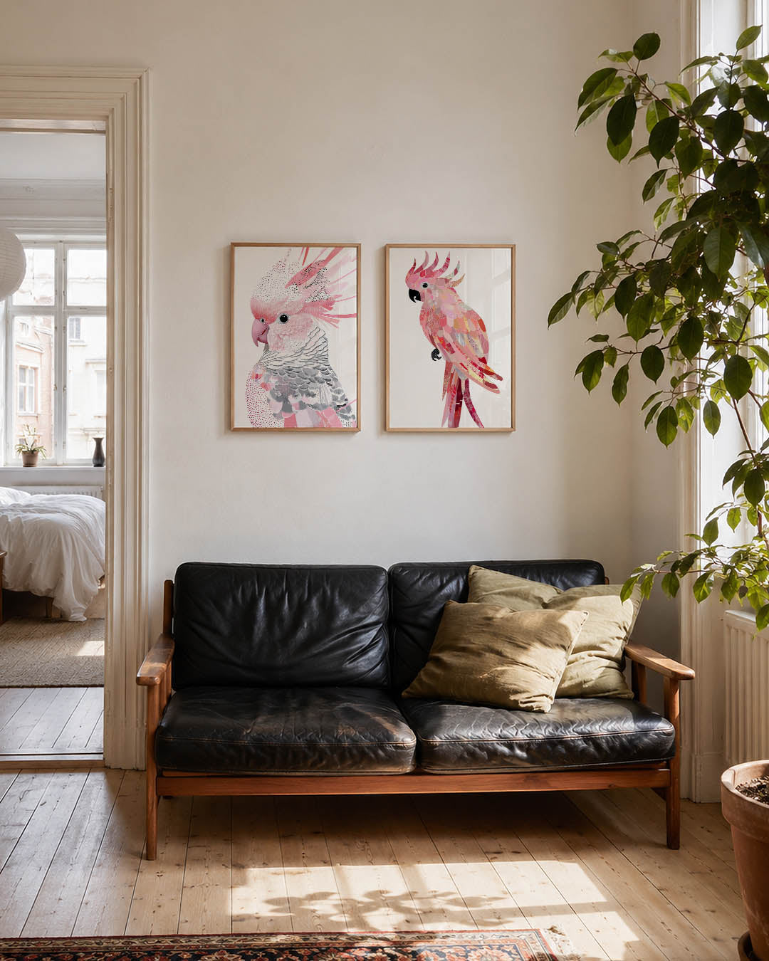 Vogel in roze Posterset