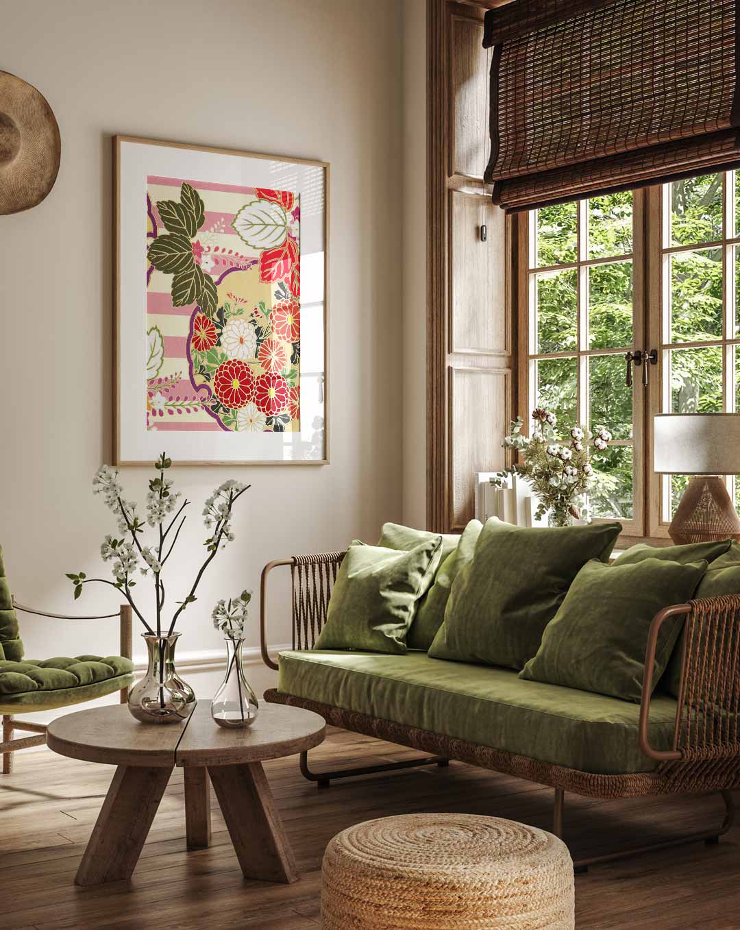 Japanese Floral Kimono Poster-WallArtistic