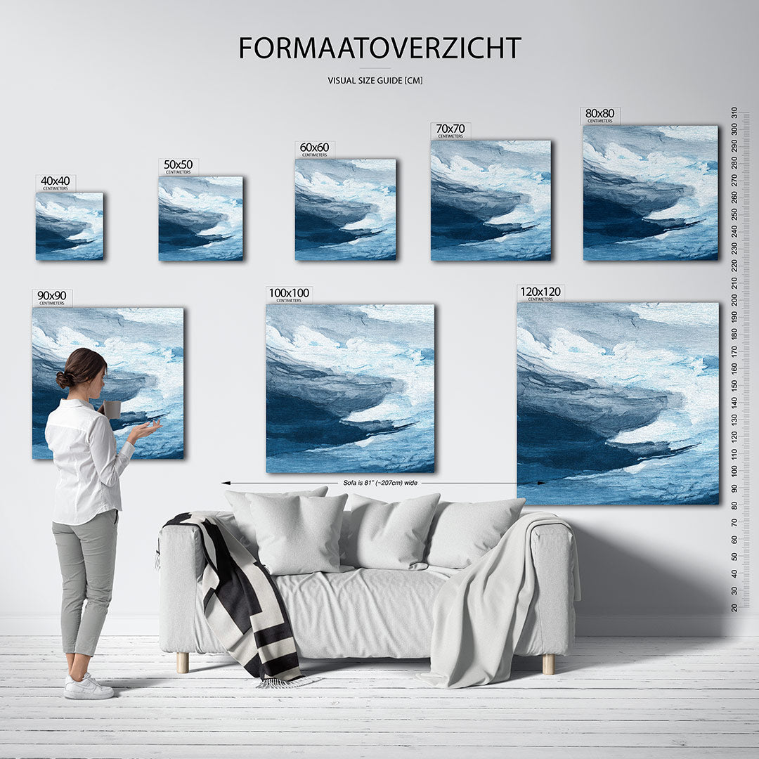 Dynamische blauwe wolken Kunstwerk