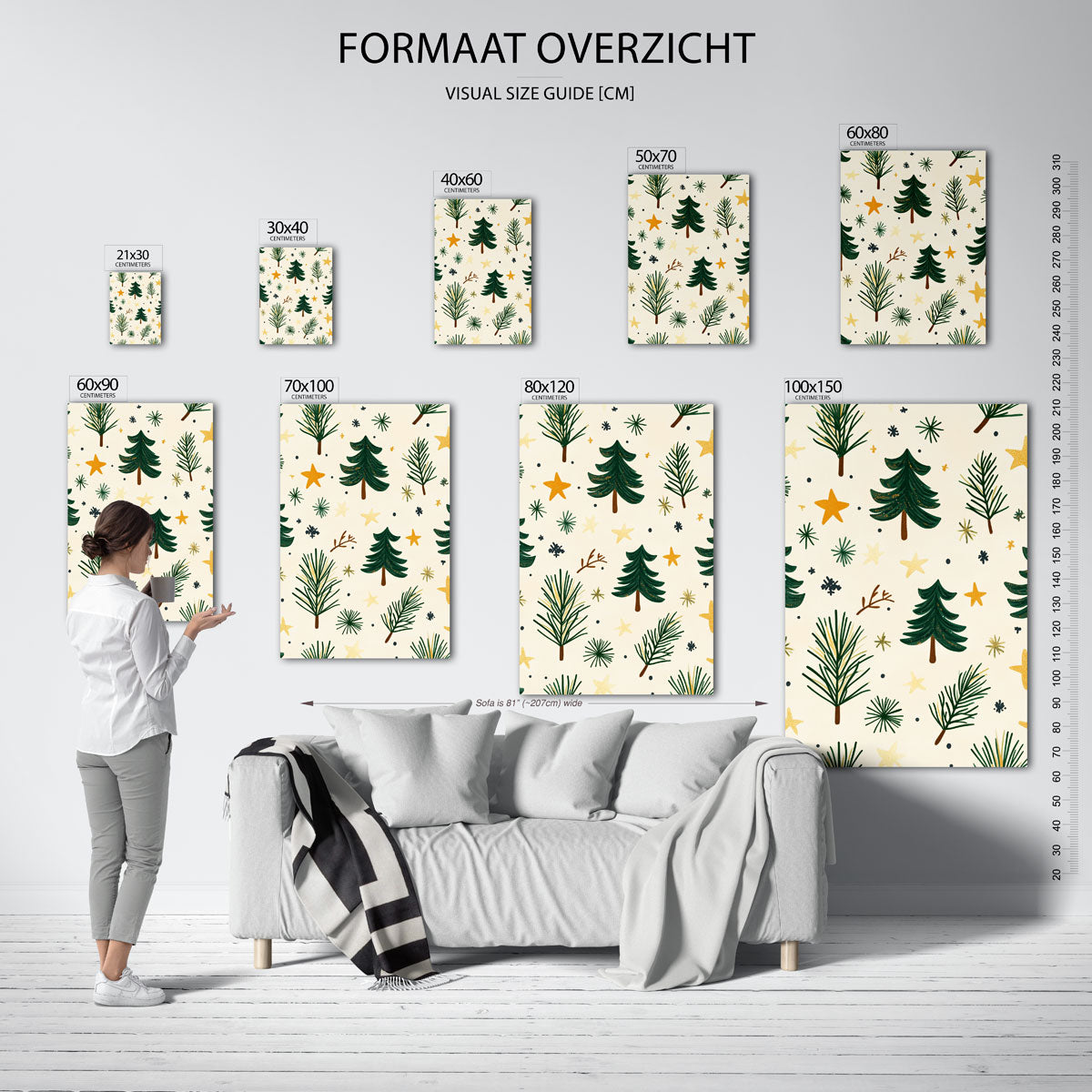 Dennenbomen en sterren Poster