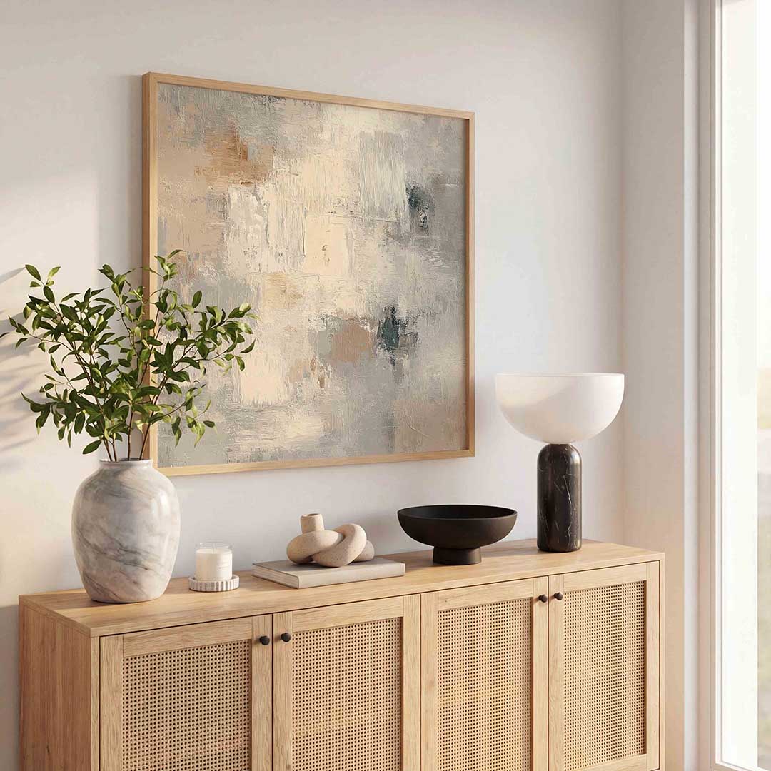 Abstracte beige en grijze Poster