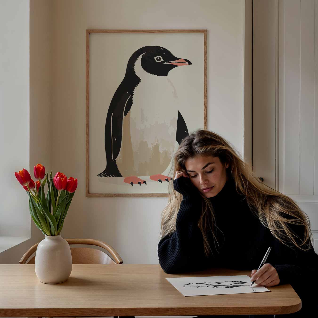 Schattige Pinguïn Illustratie Poster-WallArtistic