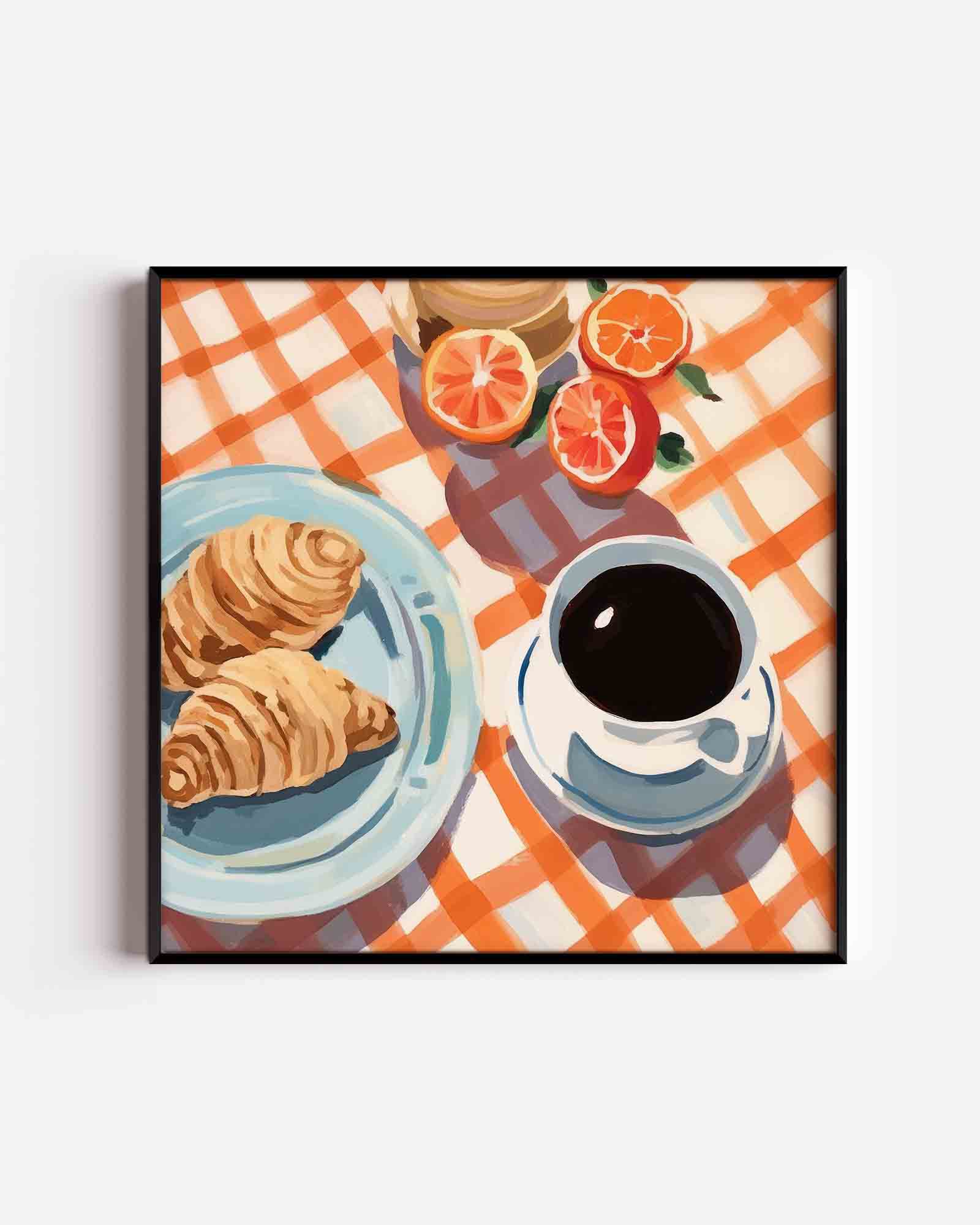Ontbijt met croissants Poster