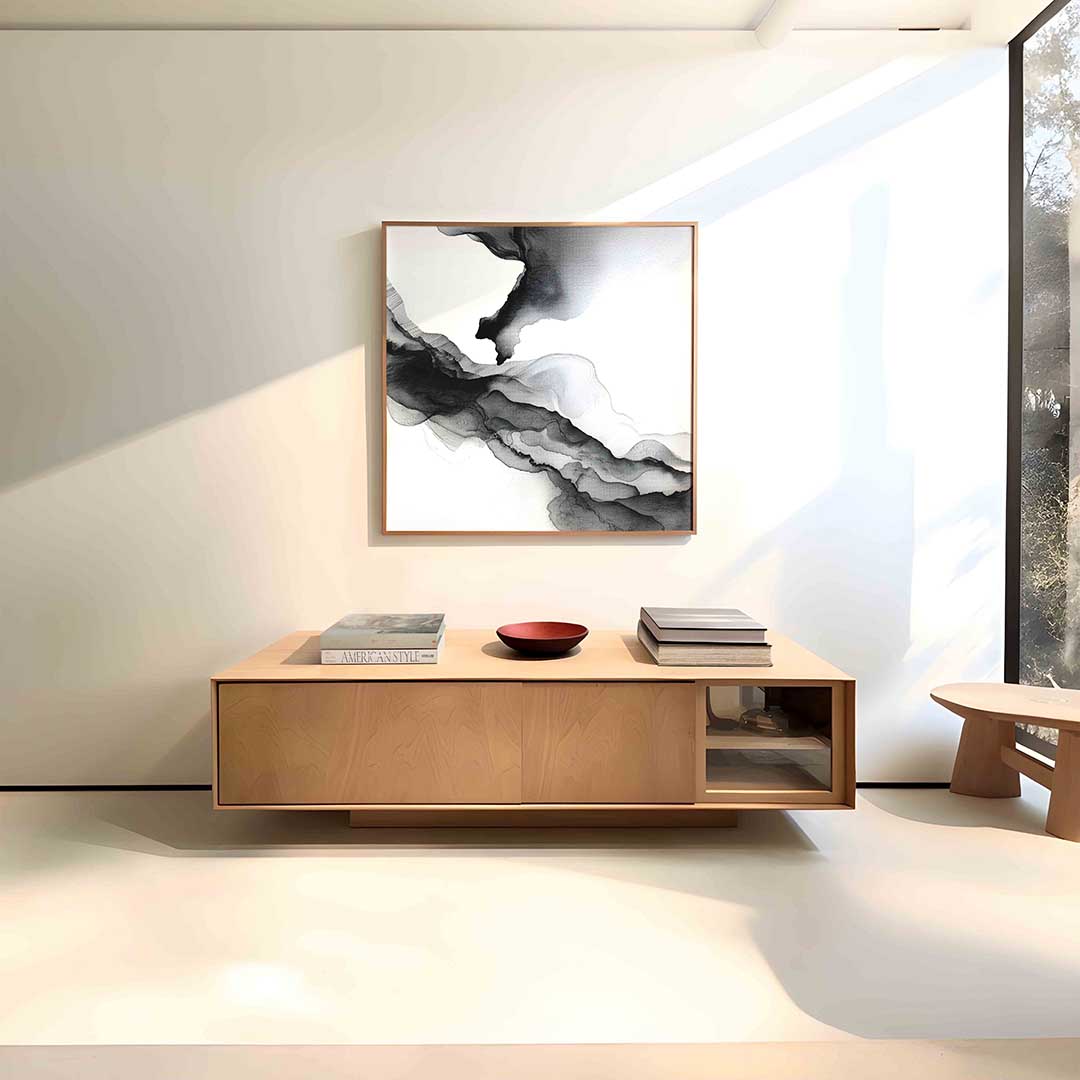 Abstracte zwart wit golven Poster