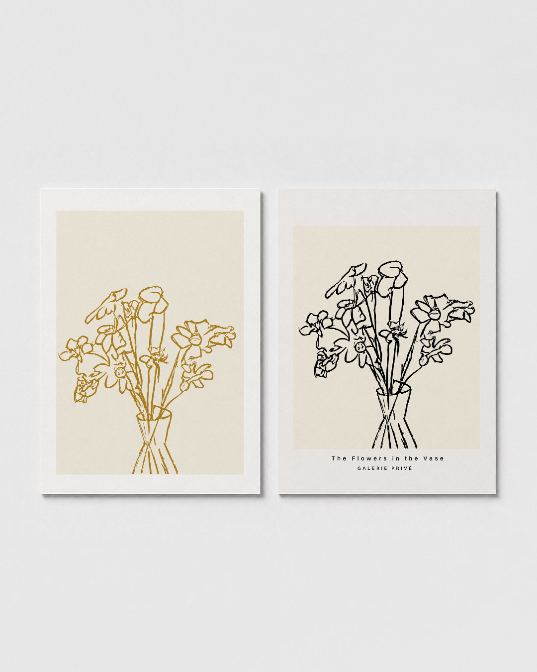 Lijnbloemen in vaas Posterset