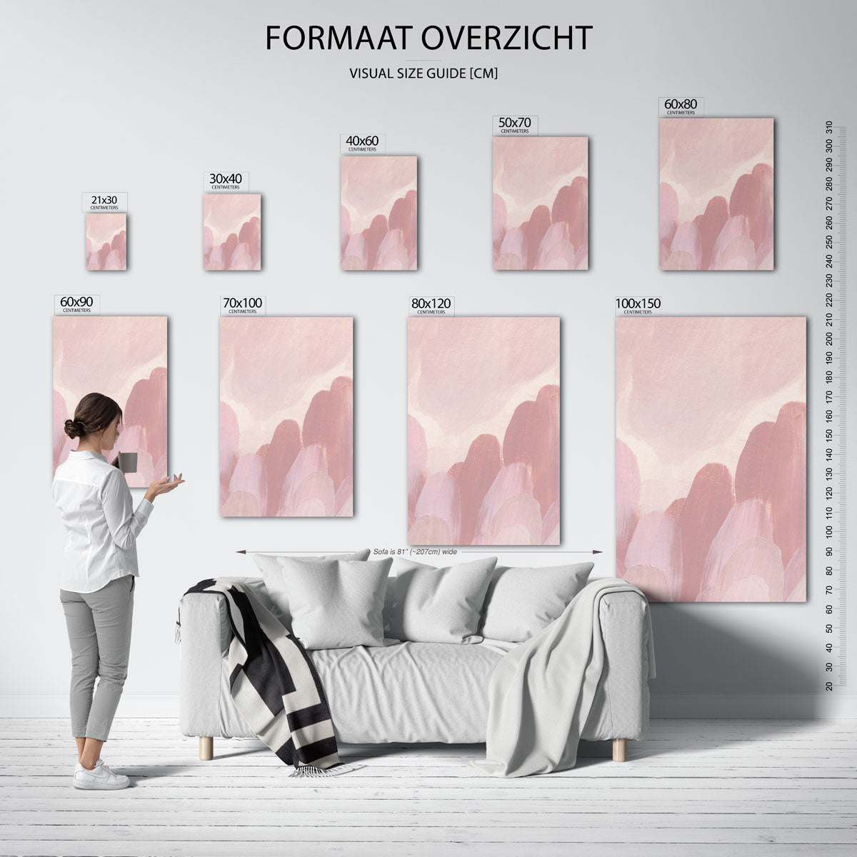 Roze penseelstreken Poster