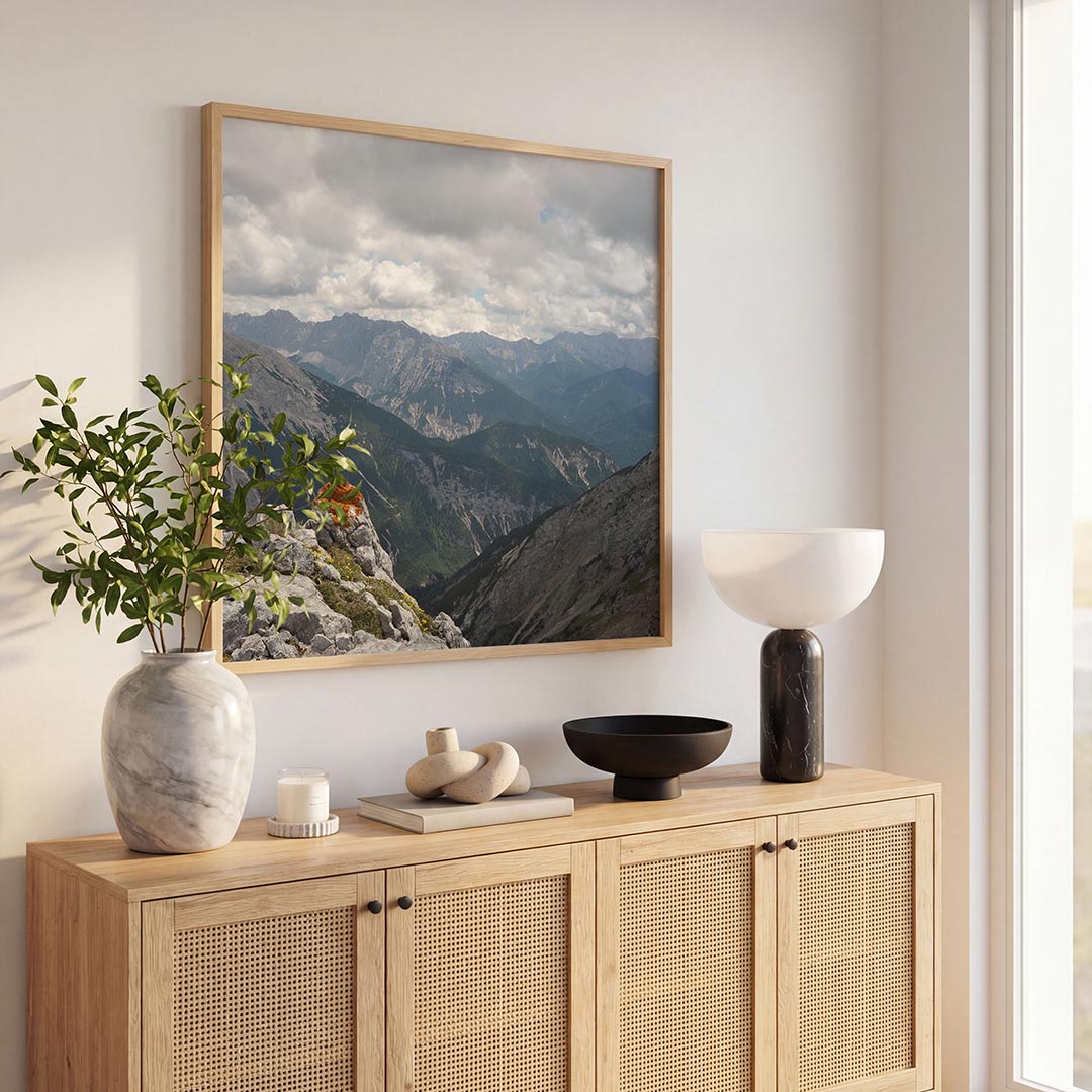 Berglandschap met wolken Poster