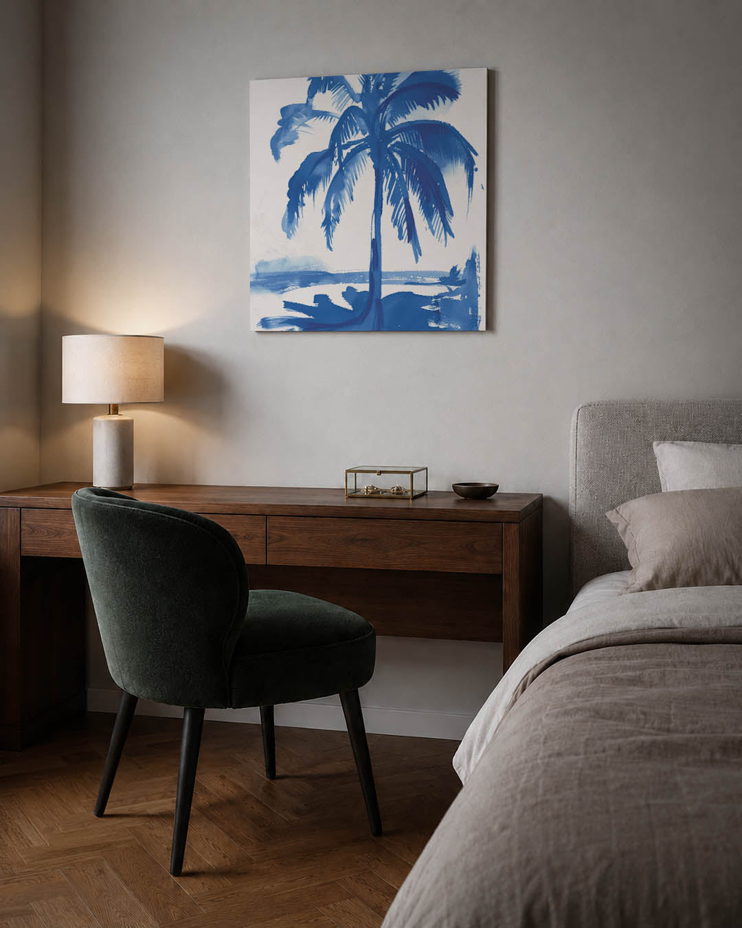 Blauwe palmboom Kunstwerk