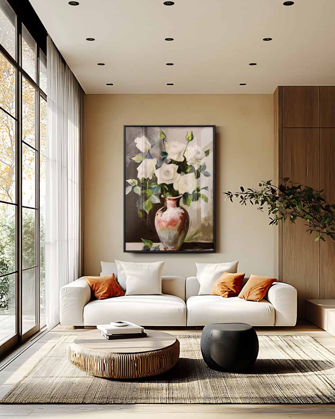 Stilleven met Witte Rozen Kunstwerk-canvas-dibond-plexiglas-wanddecoratie-WallArtistic