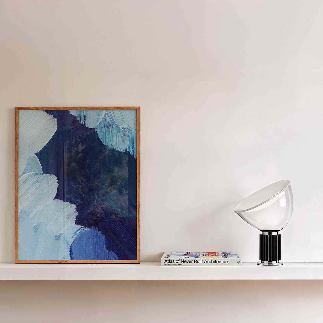 Blauwe penseelstreken Poster