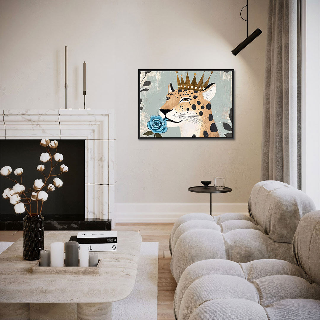 Kroonluipaard met roos Kunstwerk