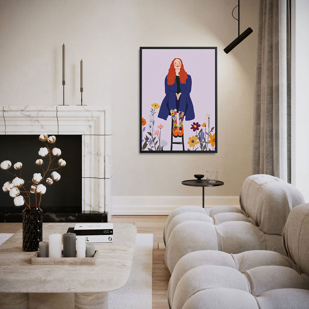 Vrouw met bloemen Kunstwerk
