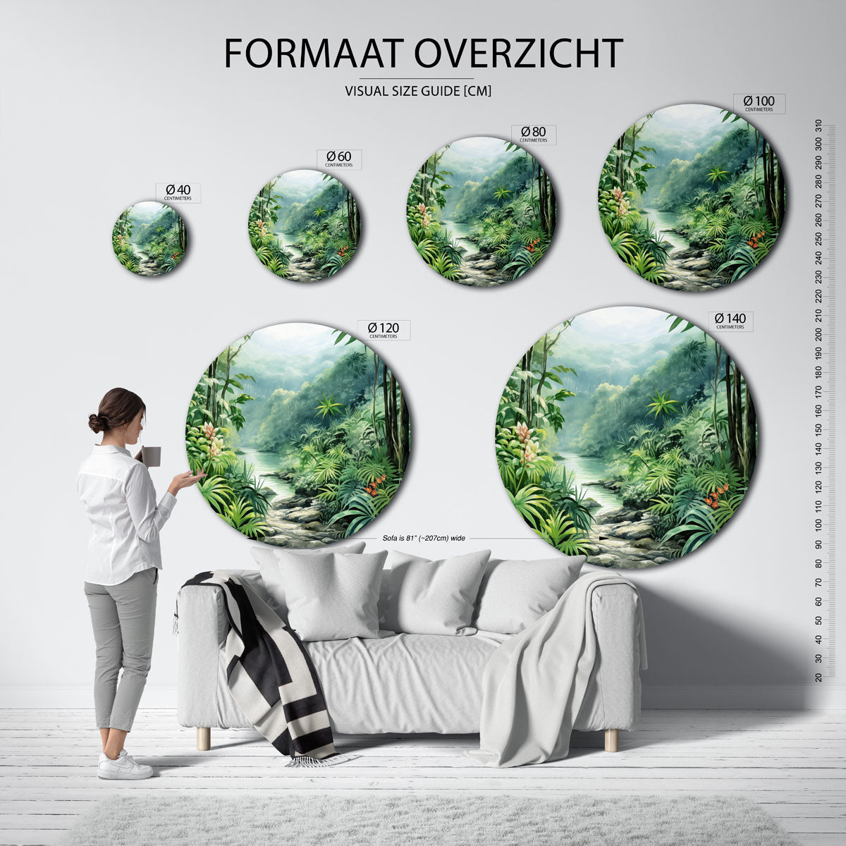 Tropisch landschap Muurcirkel