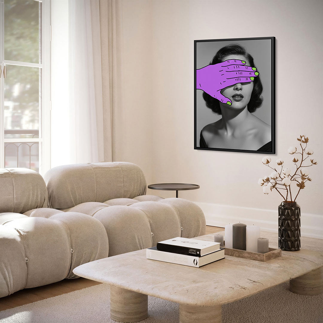 Vrouw met paarse hand Kunstwerk