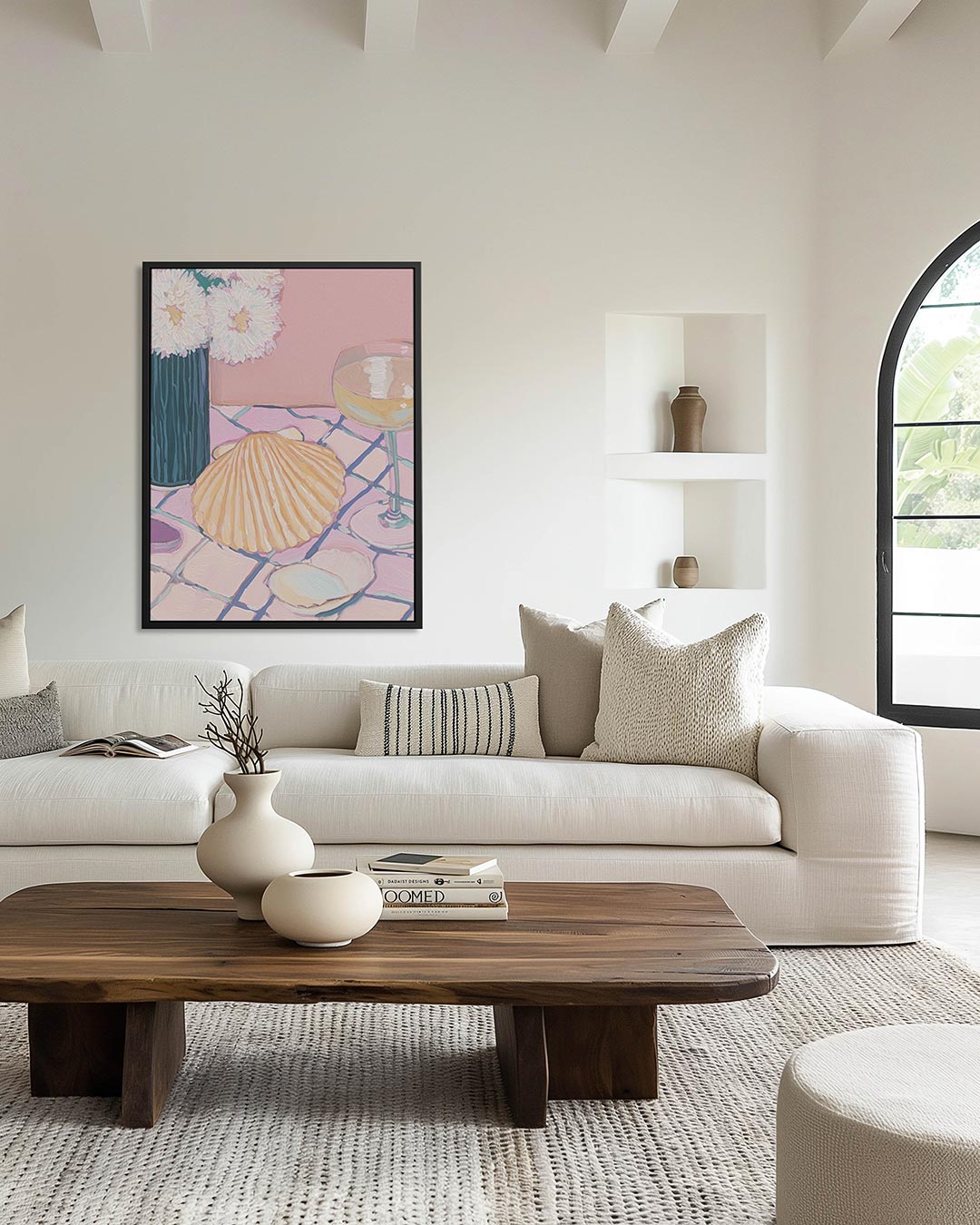 Bloemen en schelp Kunstwerk