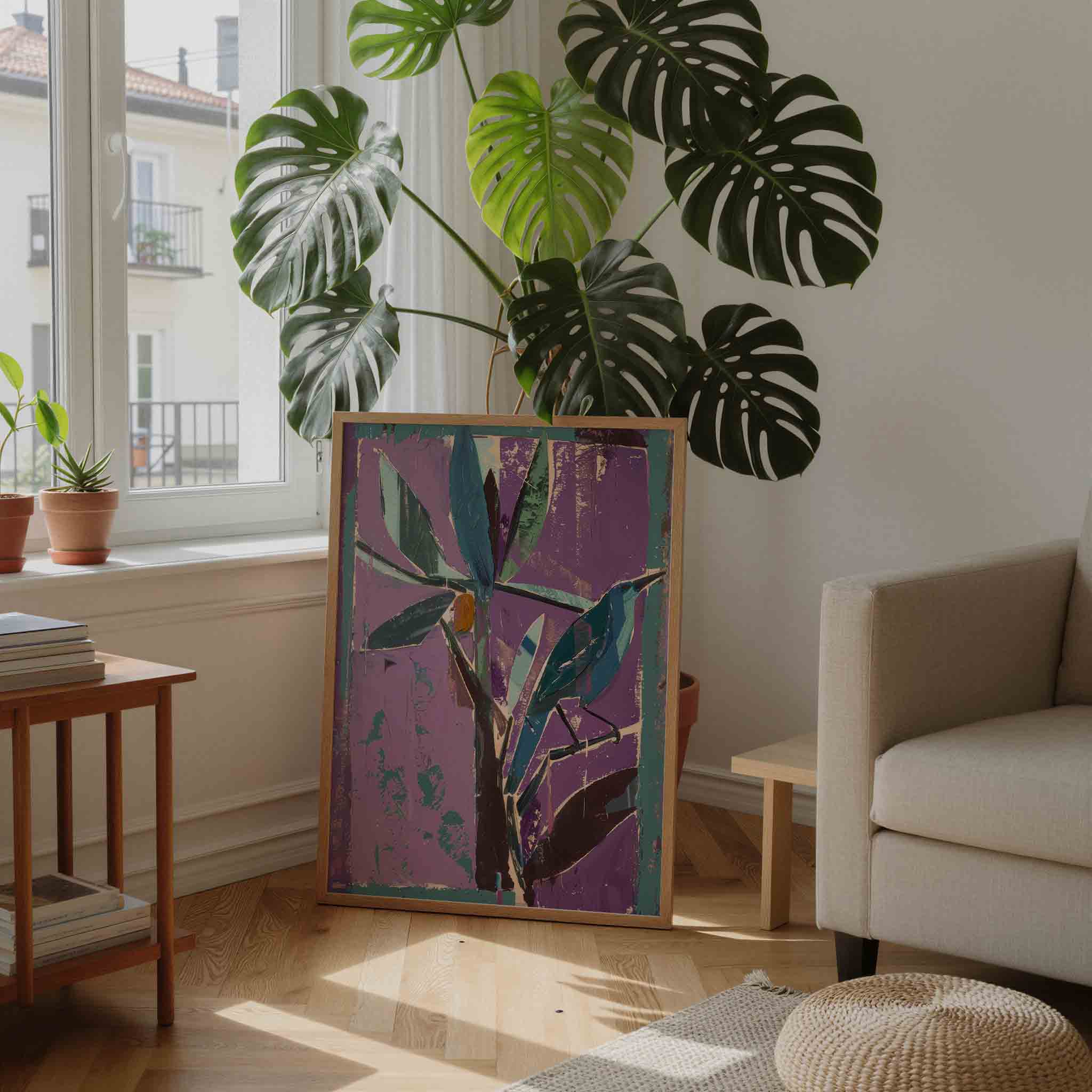 Vogel en bladeren Poster